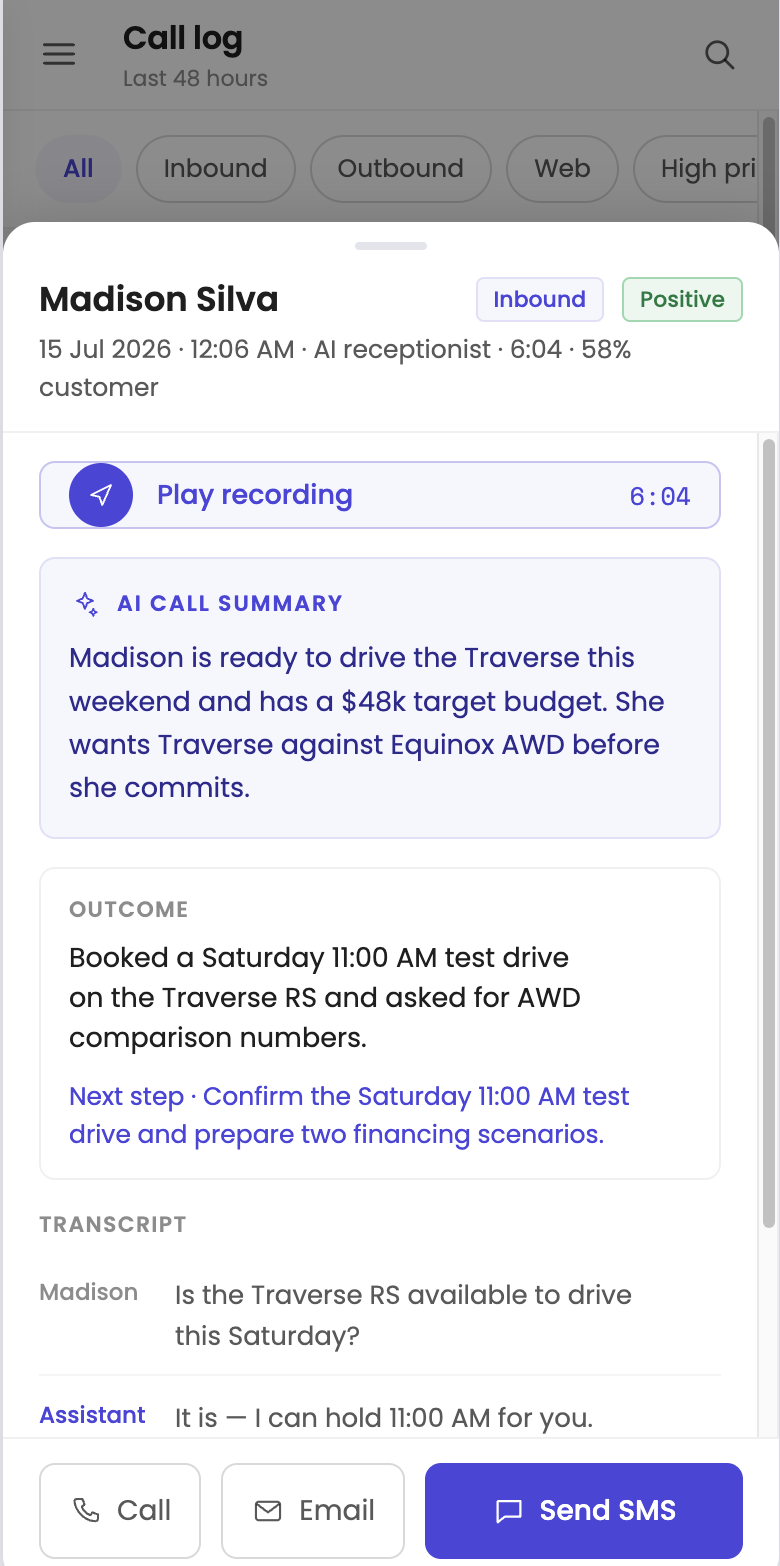 Call recording and AI summary on mobile