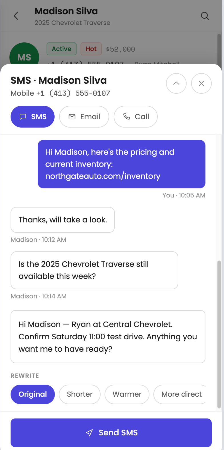 Mobile SMS thread